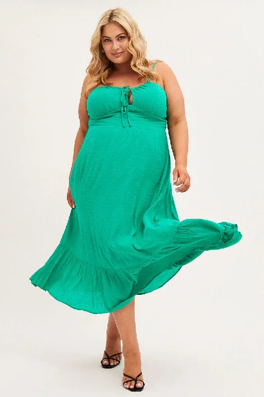 Midi dresses with pleated skirts for a timeless and elegant appealGreen Midi Dress Shoestring Strap Gather Bust Frill Hem Midi dresses with pleated skirts for a timeless and elegant appealGreen Midi Dress Shoestring Strap Gather Bust Frill Hem