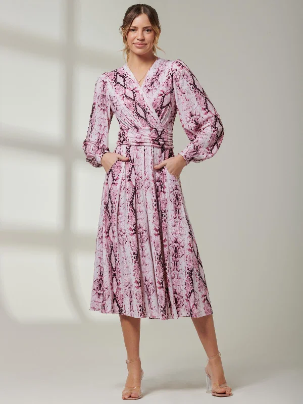 Midi dresses with geometric cutouts for a contemporary and edgy lookHarper Long Sleeve Jersey Dress, Pink Multi Midi dresses with geometric cutouts for a contemporary and edgy lookHarper Long Sleeve Jersey Dress, Pink Multi