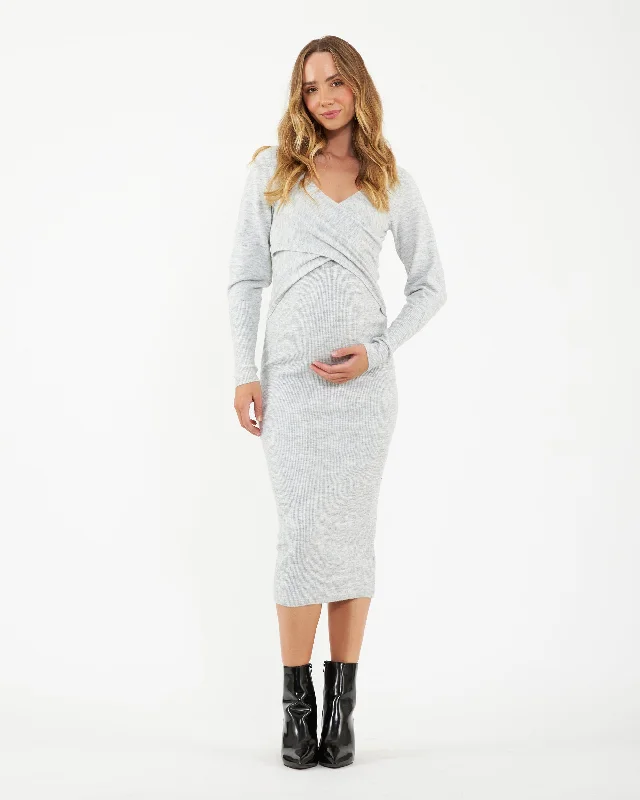 Midi dresses with cold - shoulder cutouts for a trendy styleHeidi Nursing Knit Dress Snow Marle Midi dresses with cold - shoulder cutouts for a trendy styleHeidi Nursing Knit Dress Snow Marle