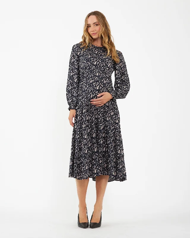 Midi dresses with halter necks for a stylish and comfortable optionIzzie Tiered Dress Midnight / Mocha Midi dresses with halter necks for a stylish and comfortable optionIzzie Tiered Dress Midnight / Mocha