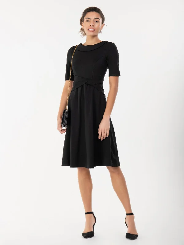Midi dresses with denim fabric for a casual yet stylish day outJolie Moi Fold Over Fit and Flare Midi Dress, Black Midi dresses with denim fabric for a casual yet stylish day outJolie Moi Fold Over Fit and Flare Midi Dress, Black