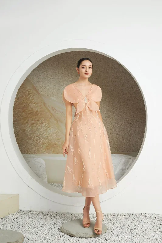 Sleeveless midi dresses with lace details for summer weddingsOrian A-line Sleeveless Organza Midi Dress Sleeveless midi dresses with lace details for summer weddingsOrian A-line Sleeveless Organza Midi Dress