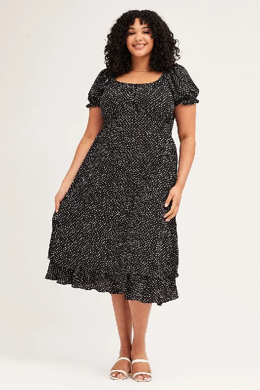 Midi dresses with side slits for a sexy and elegant appearancePolka Dot Short Sleeve Tie Back Midi Dress Midi dresses with side slits for a sexy and elegant appearancePolka Dot Short Sleeve Tie Back Midi Dress