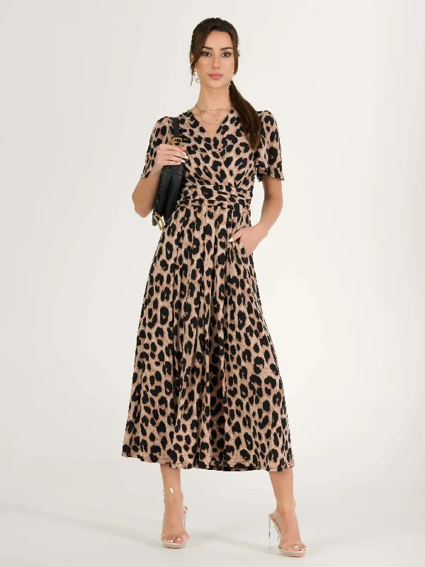 Maxi - inspired midi dresses with flowing fabrics for a beachy vibeQuaya Animal Print Jersey Maxi Dress, Pink Animal