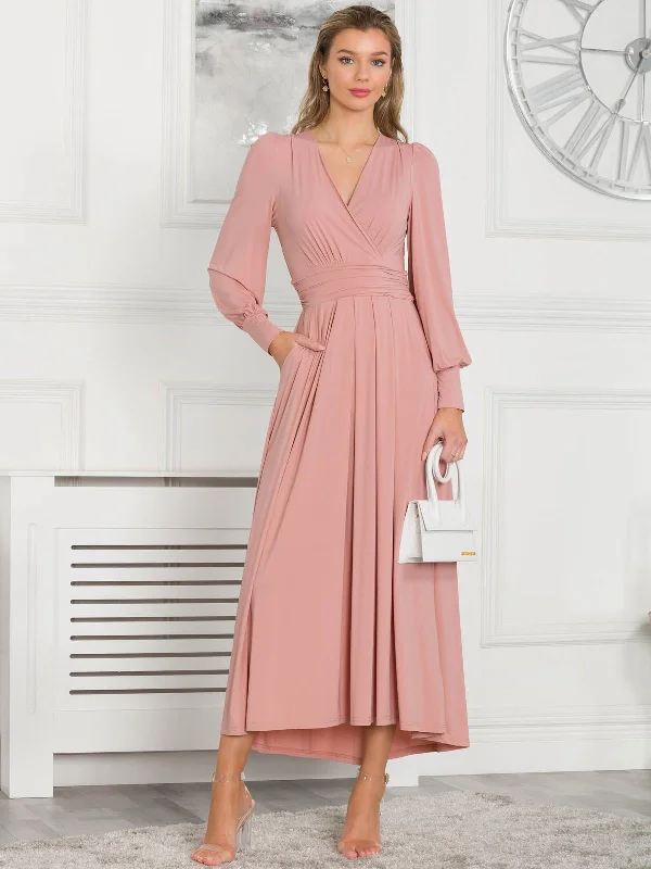 Midi dresses with off - the - shoulder necklines for a flirty lookRashelle Jersey Long Sleeve Maxi Dress, Dusty Pink Midi dresses with off - the - shoulder necklines for a flirty lookRashelle Jersey Long Sleeve Maxi Dress, Dusty Pink