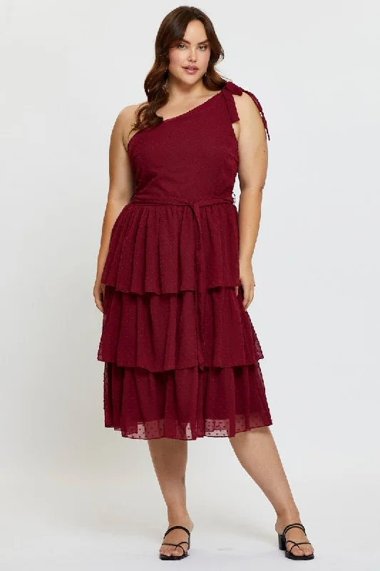 Midi dresses with ruffled bodices for a more pronounced feminine lookRed Midi Dress One Shoulder Sleeveless Midi dresses with ruffled bodices for a more pronounced feminine lookRed Midi Dress One Shoulder Sleeveless
