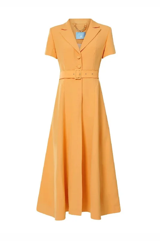 Midi dresses with button - front designs for a classic touchRetti A-line Notch Lapel Crepe Midi Dress Midi dresses with button - front designs for a classic touchRetti A-line Notch Lapel Crepe Midi Dress