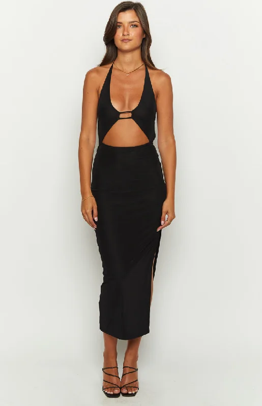 Midi dresses with gathered skirts for a full and flowing silhouetteSalenco Black Midi Dress