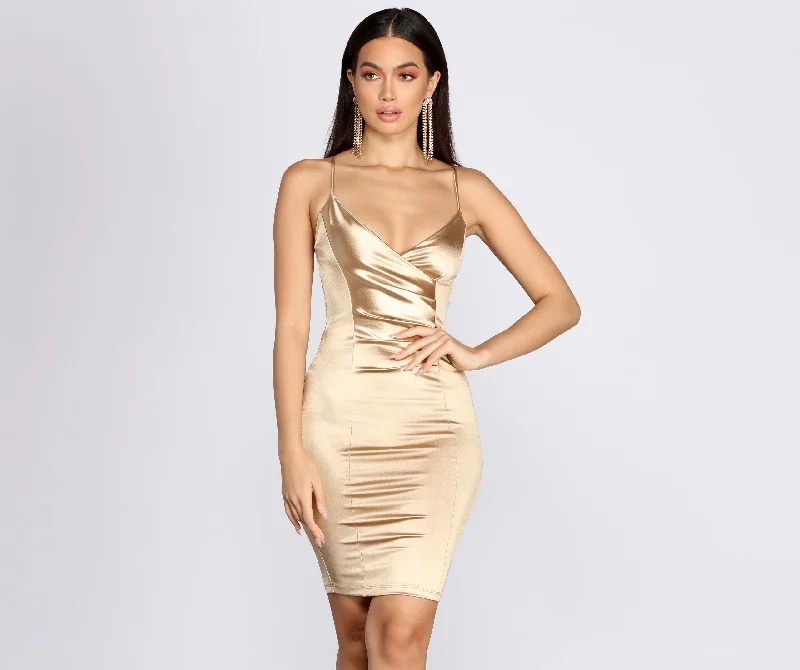 Midi dresses with metallic threads for a glamorous evening eventSpotlight Stealin' Satin Mini Dress Midi dresses with metallic threads for a glamorous evening eventSpotlight Stealin' Satin Mini Dress