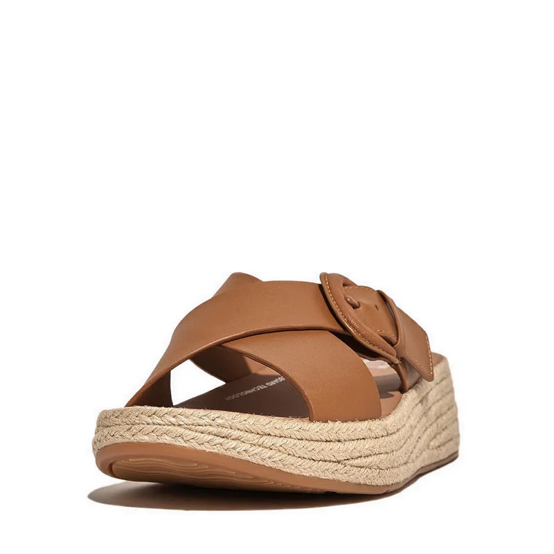 FMode Wo Espadrille Buckle Leather Flatform Slides