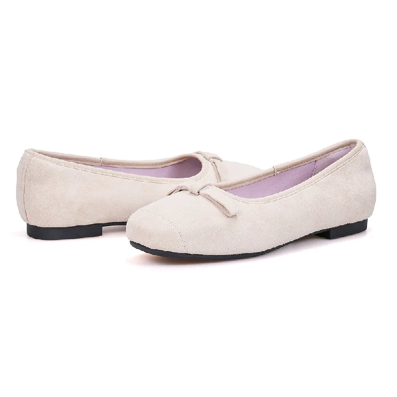 JOY&MARIO Women’s Lace-up Slip-on Leather Sand Flat Shoes-79127W