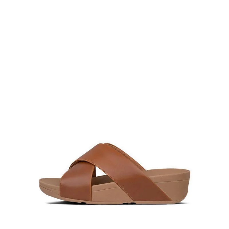 Women's Sandals with a Wedge Heel and a Tassel Detail in Orange for a Trendy LookLULU LEATHER CROSS SLIDES
