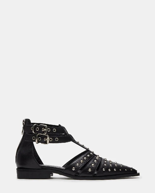 Shock - Absorbing Women's Loafers in Gray for Active LifestylesSTUDLEY BLACK LEATHER