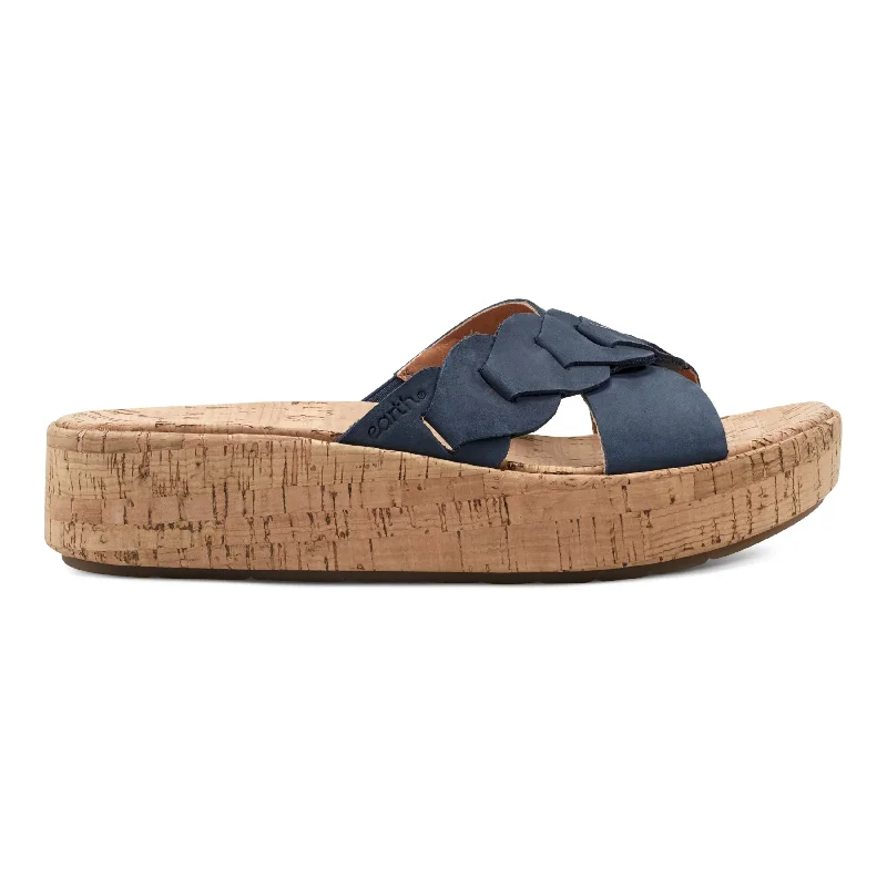 Women's Cork - Soled Espadrille Sandals with a Rope - Trimmed Upper in Navy for a Summer Vibe Women's Cork - Soled Espadrille Sandals with a Rope - Trimmed Upper in Navy for a Summer Vibe Women's Rhinestone - Embellished Open - Toe Sandals in Silver for a Glamorous Party LookScotti Casual Slip-on Wedge Platform Sandals