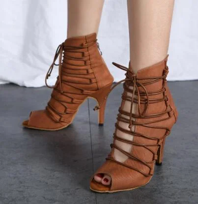 Split - Sole Modern Dance Shoes in Beige for Enhanced FlexibilityBrown Elastic Cloth Ballroom Latin Dance Salsa Dance Boots