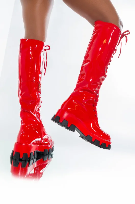 AZALEA WANG EVERYBODY KNOWS IT FLATFORM BOOT IN RED