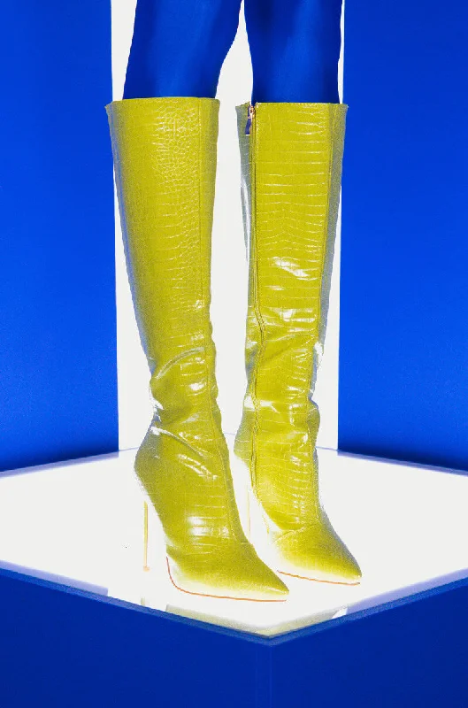 AZALEA WANG JUST MY LUCK STILETTO BOOT IN LIME