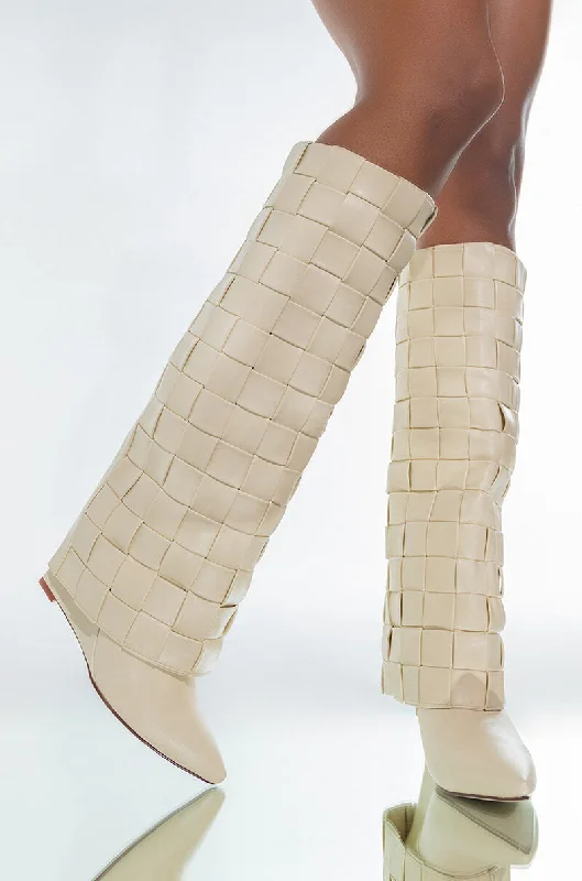 AZALEA WANG THAT KINDA NIGHT WEDGE BOOT IN BONE