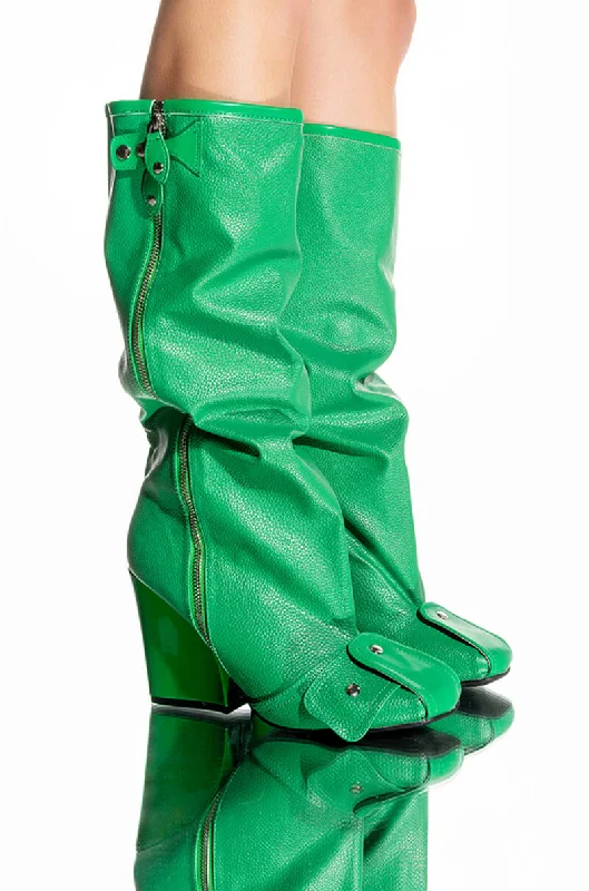 EMBELLISHED CHUNKY BOOT IN GREEN