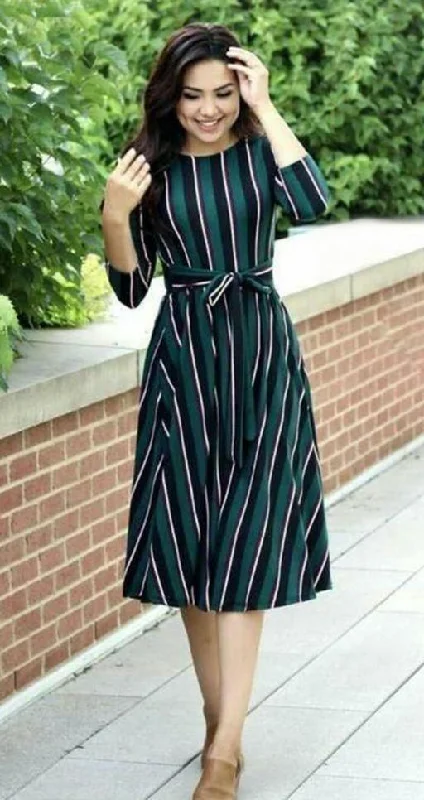 women's suede western bootsWomen's Green With Black And White Striped A-line Dress