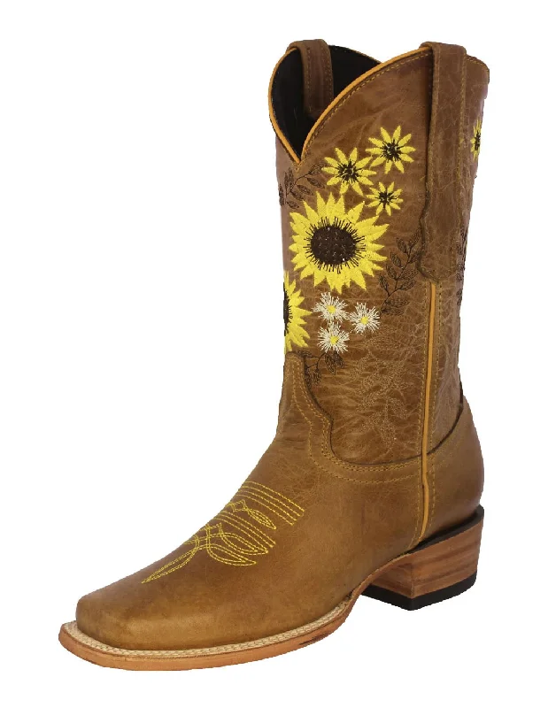 women's cowboy boots for concertsWomens Velvet Honey Brown Western Boots Leather - Square Toe