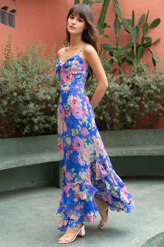 Satin maxi dresses with a high - low hem for a modern twistCARMELA MAXI DRESS