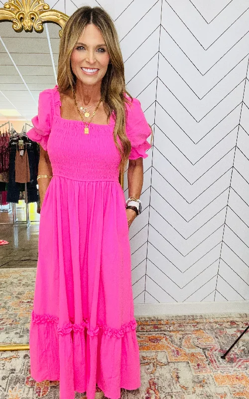 Floral print maxi dresses for summer garden partiesGORGEOUS COAST DRESS- PINK