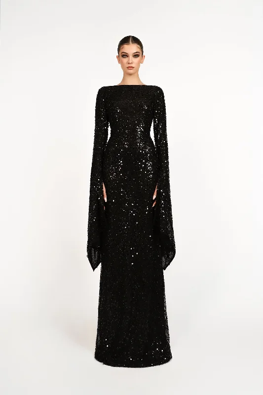 Cotton maxi dresses for a comfortable and everyday - wear optionKADELA GOWN - BLACK SEQUIN Cotton maxi dresses for a comfortable and everyday - wear optionKADELA GOWN - BLACK SEQUIN