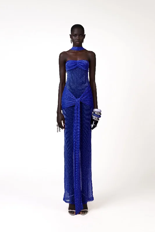 Maxi dresses with bow accents at the waist for a sweet appearanceKesca Dress - Blue