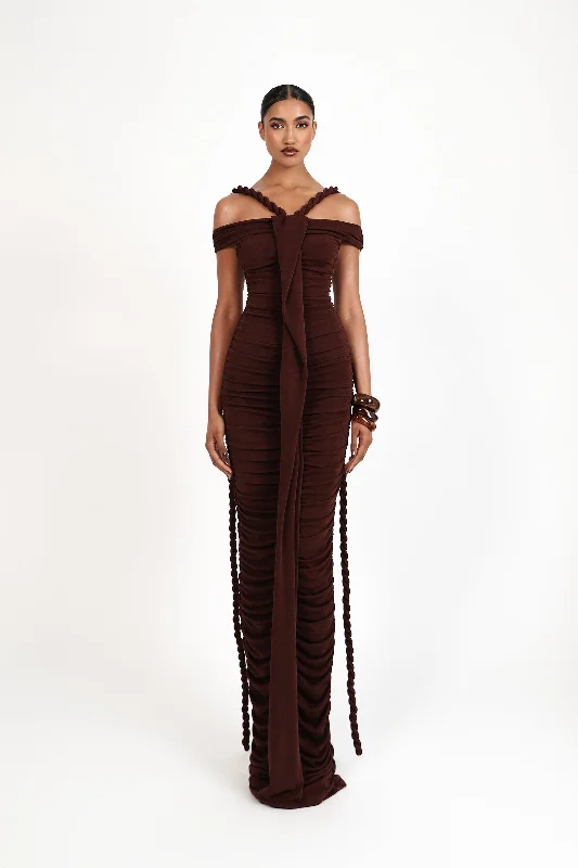 Maxi dresses with a wrap - around style for a customizable fitKorro Dress - Brown