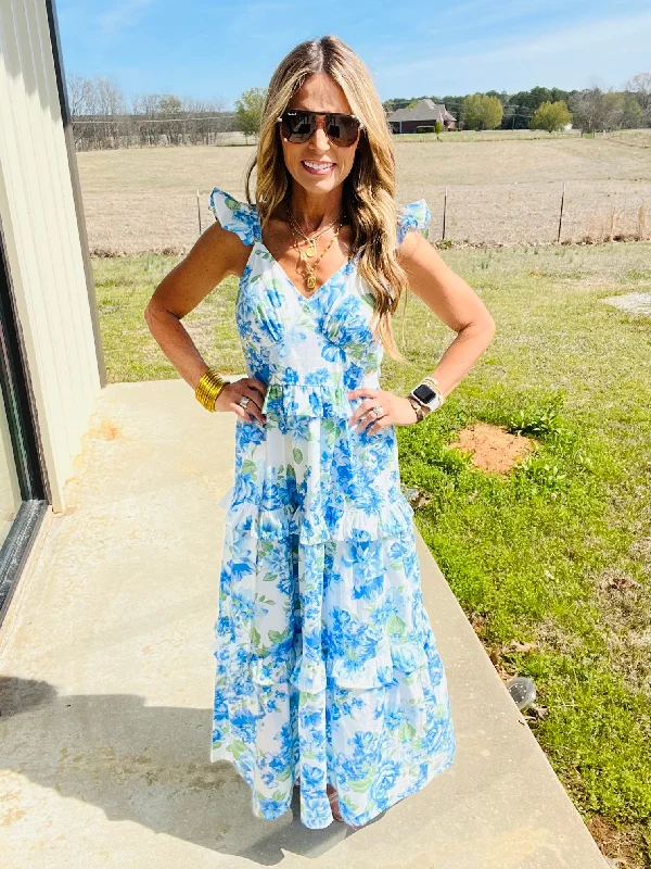 Maxi dresses with embroidered floral motifs for a unique designTRUTH BE TOLD DRESS