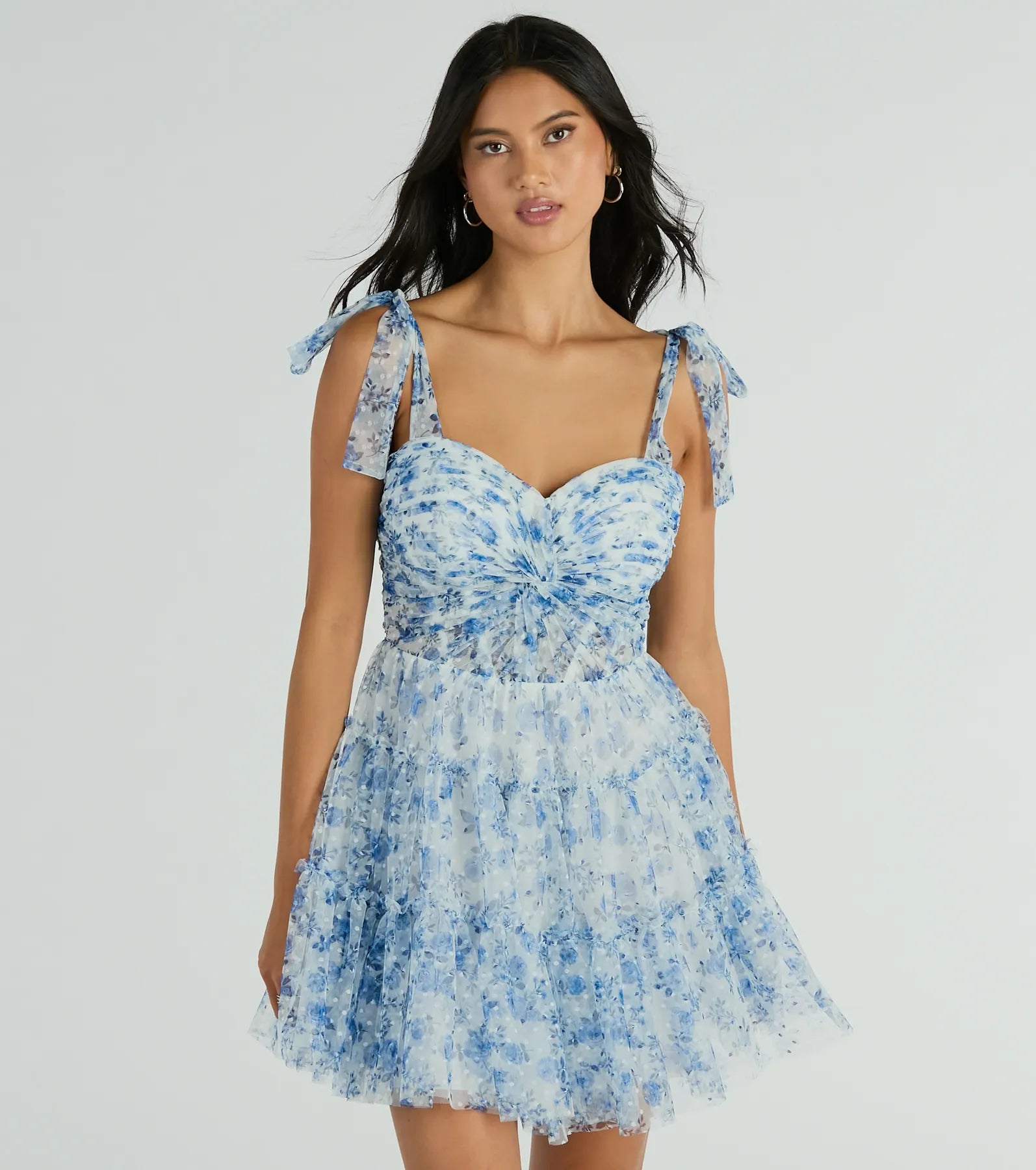 Mini dresses with wrap - around stylesBrynne Formal Floral Mesh Ruffled Skater Dress Mini dresses with wrap - around stylesBrynne Formal Floral Mesh Ruffled Skater Dress