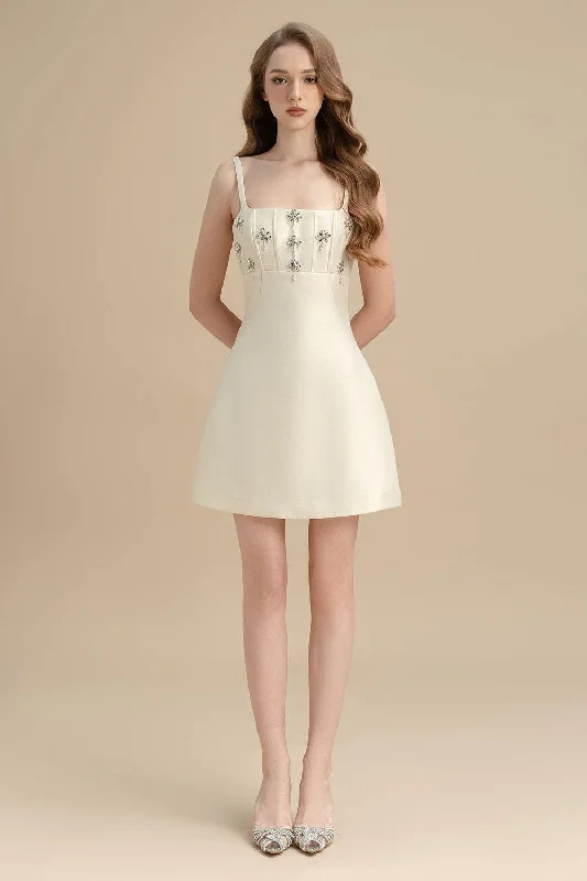 Printed mini dresses for a casual day outCalliope A-line Square Neck Taffeta Mini Dress Printed mini dresses for a casual day outCalliope A-line Square Neck Taffeta Mini Dress
