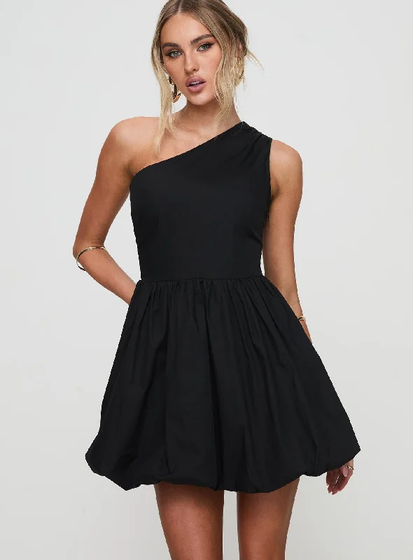 Linen mini dresses for a breathable summer optionDebut Bubble Hem Mini Dress Black