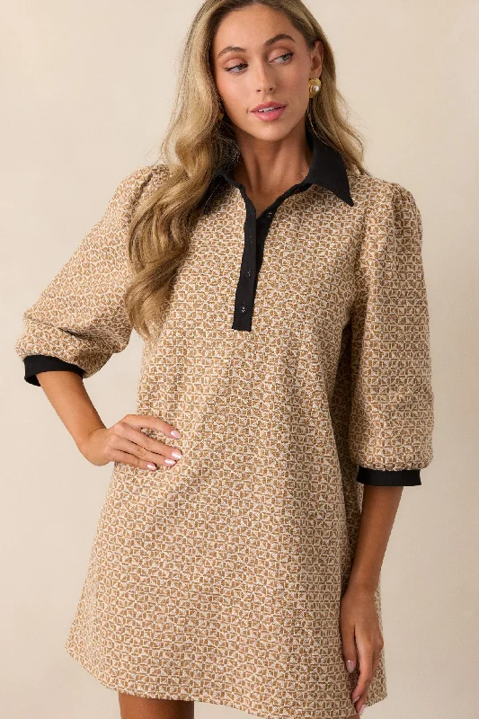 Polyester mini dresses for easy careDepths Of Gold Honey Jacquard Mini Dress