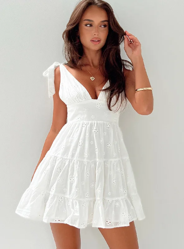 Mini dresses with beaded embellishments for a fancy eventGalvis Mini Dress White