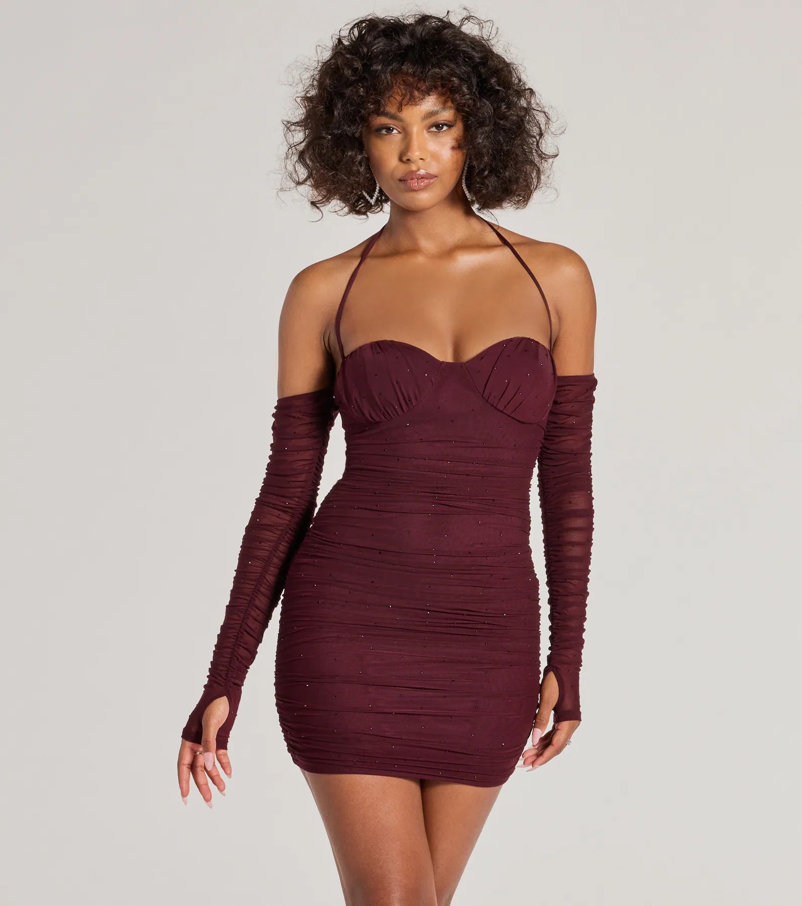 Sequined mini dresses for New Year's EveGlam Instinct Cold Shoulder Rhinestone Mini Dress Sequined mini dresses for New Year's EveGlam Instinct Cold Shoulder Rhinestone Mini Dress