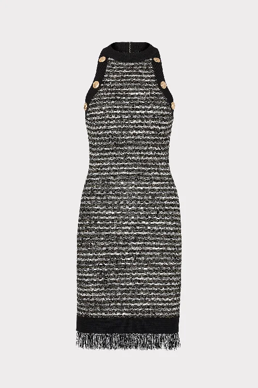 Mini dresses with cut - out details for a trendy lookHalter Textured Fringe Knit Mini Dress Mini dresses with cut - out details for a trendy lookHalter Textured Fringe Knit Mini Dress