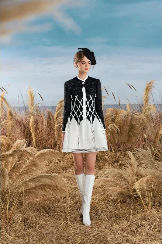 Mini dresses with criss - cross backs for a flirty lookImperia A-line Long Sleeved Brocade Mini Dress Mini dresses with criss - cross backs for a flirty lookImperia A-line Long Sleeved Brocade Mini Dress