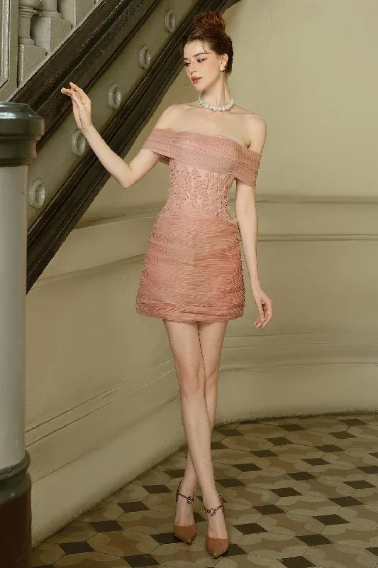 Mini dresses with V - necklines for a flattering shapeKaylin A-line Off-Shoulder Organza Mini Dress