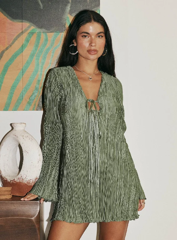 Mini dresses with halter necks for a stylish choiceMalop Long Sleeve Mini Dress Sage