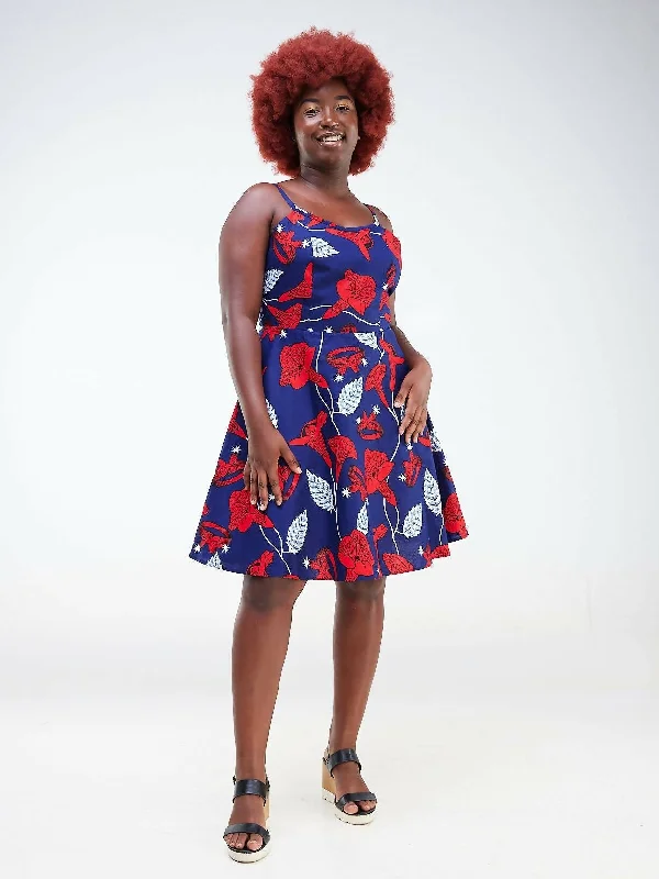 Mini dresses with keyhole necklinesPerfect Treasures Chiku Ankara Print Dress - Blue Mini dresses with keyhole necklinesPerfect Treasures Chiku Ankara Print Dress - Blue