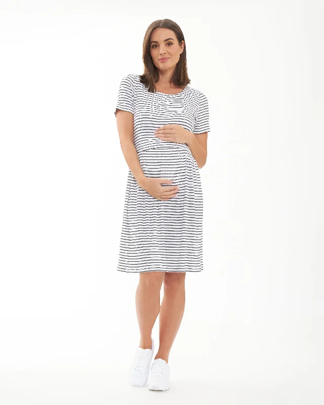 Linen mini dresses for a breathable summer optionShelly Summer Nursing Dress White / Black Linen mini dresses for a breathable summer optionShelly Summer Nursing Dress White / Black