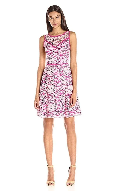 Lace - trimmed cocktail dresses in a pastel color for a soft appearanceAdrianna Papell - 12253970 Floral Bateau Neck A-Line Dress