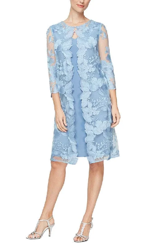 Wedding guest dresses with pom - pom trims for a playful lookAlex Evenings - 81122202 Embroidered Lace Mock Jacket Jersey Dress Wedding guest dresses with pom - pom trims for a playful lookAlex Evenings - 81122202 Embroidered Lace Mock Jacket Jersey Dress