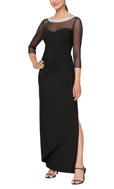 Wedding guest dresses with cold - shoulder ruffled sleeves and knee - length hemsAlex Evenings 82351578 - Beaded Bateau Formal Dress Wedding guest dresses with cold - shoulder ruffled sleeves and knee - length hemsAlex Evenings 82351578 - Beaded Bateau Formal Dress