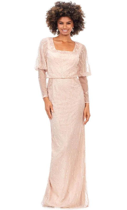 Ribbed - texture wedding guest dresses in neutral colorsAshley Lauren 11201 - Sequined All Over Blouson Gown Ribbed - texture wedding guest dresses in neutral colorsAshley Lauren 11201 - Sequined All Over Blouson Gown
