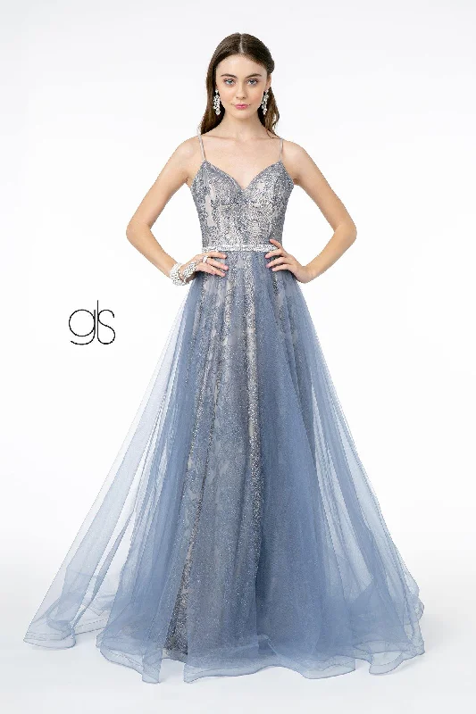 Bodycon dress for a prom night​Glitter Mesh A-Line Long Prom Dress
