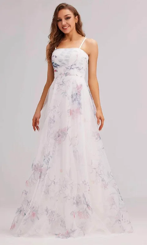 Sheer wedding guest dresses with lace inserts and long sleevesJ'Adore Dresses J23021 - Printed A-Line Prom Gown Sheer wedding guest dresses with lace inserts and long sleevesJ'Adore Dresses J23021 - Printed A-Line Prom Gown