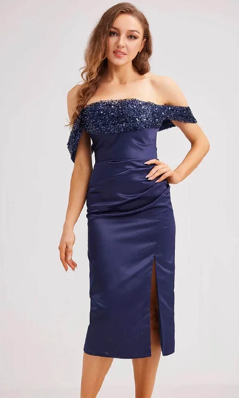 Maxi wedding guest dresses with floral prints for summer weddingsJ'Adore Dresses J23061 - Sequin Embellished Off-Shoulder Knee-Length Dress Maxi wedding guest dresses with floral prints for summer weddingsJ'Adore Dresses J23061 - Sequin Embellished Off-Shoulder Knee-Length Dress